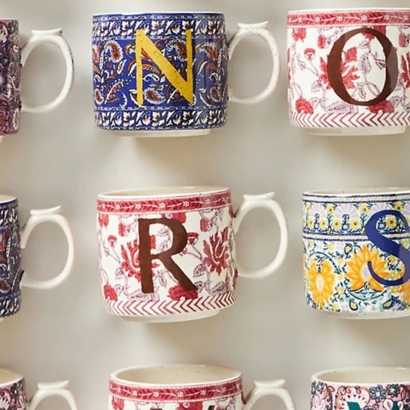 Anthropologie Blockprinted Monogram Mug "R" - Picture 10 of 10
